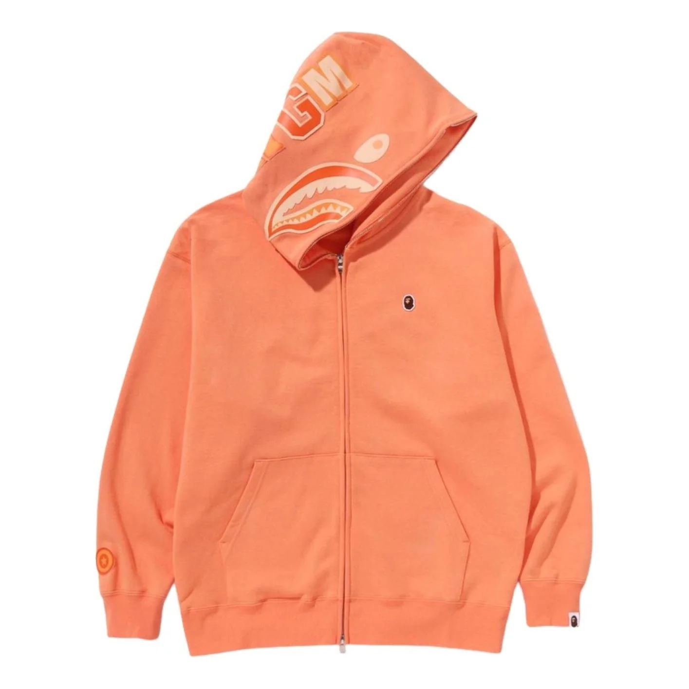 A BATHING APE One Point Ape Head Shark Relaxed Fit Full Zip Hoodie 'Orange' 1K80-115-305-ORANGE