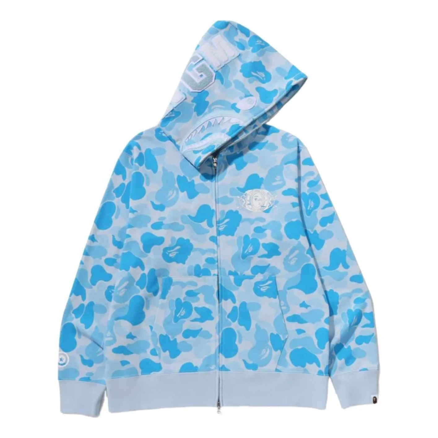 A Bathing Ape Icy Bape ABC Camo Shark Full Zip Hoodie 'Sax' 0ZXSWM001151Q