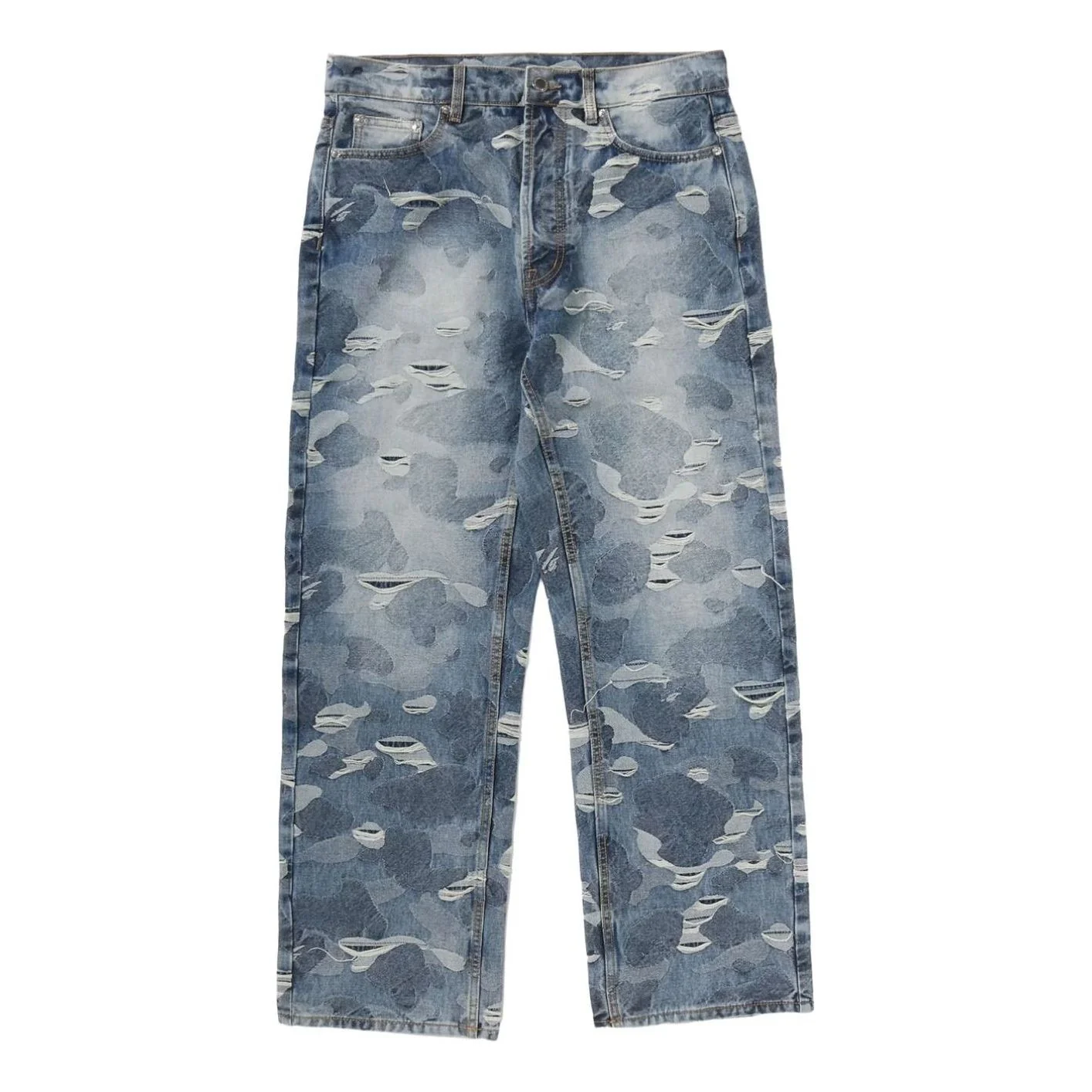 A Bathing Ape Solid Camo Jacquard Denim Pants 'Blue' 0ZXJNM301501RBLX