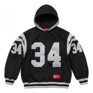 Supreme Football Zip Up Hooded Sweatshirt 'Black White' SUP-SS24-023