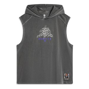 Li-Ning BadFive Graphic Sleeveless Hoodie 'Washed Grey' AVSU459-3