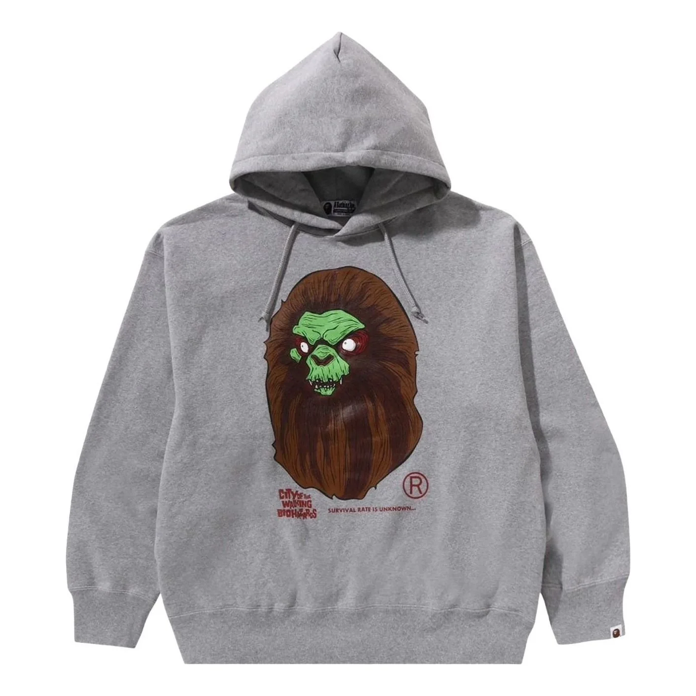 A Bathing Ape Horror Mad Face Relaxed Fit Pullover Hoodie 'Grey' 1K70-114-003-GRY