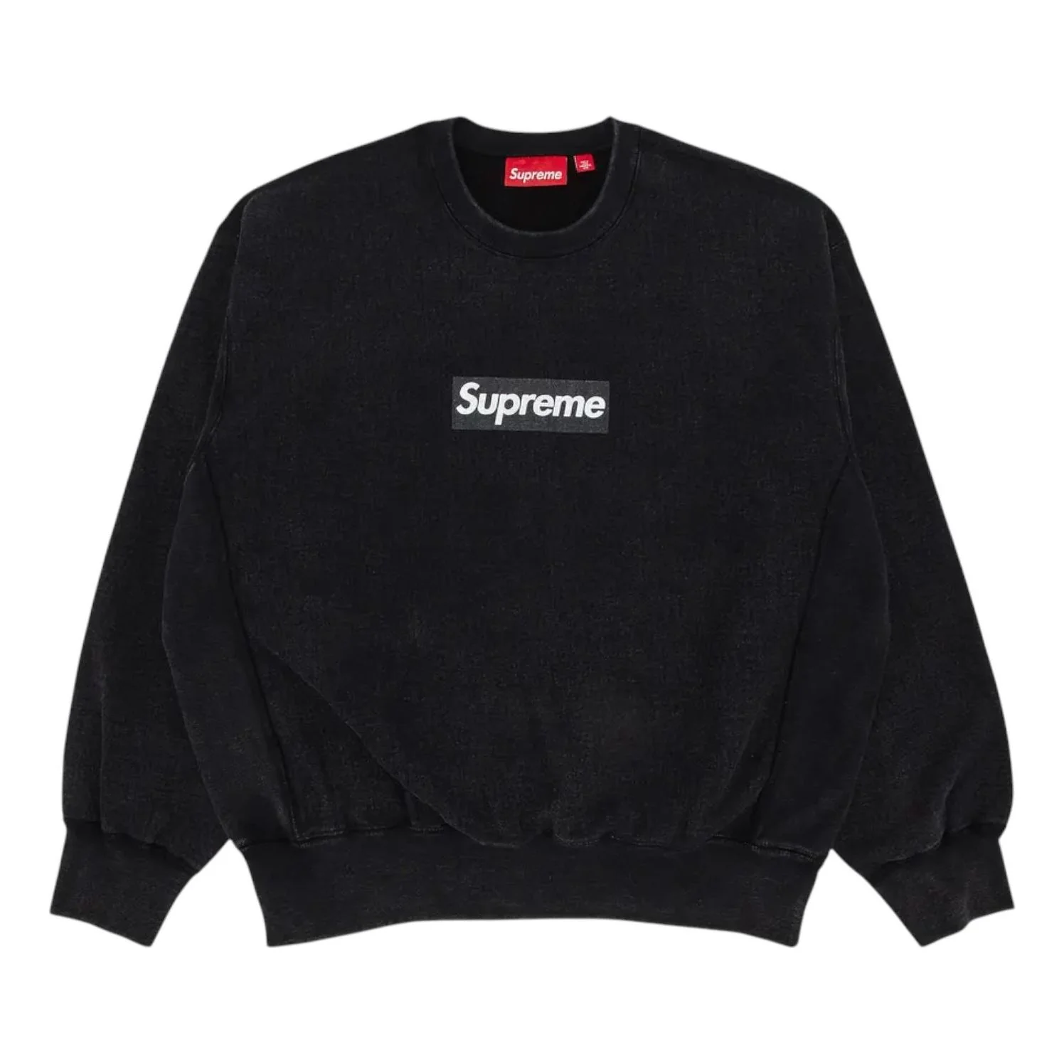 Supreme Washed Box Logo Crewneck 'Black' SS25SW2-BLACK