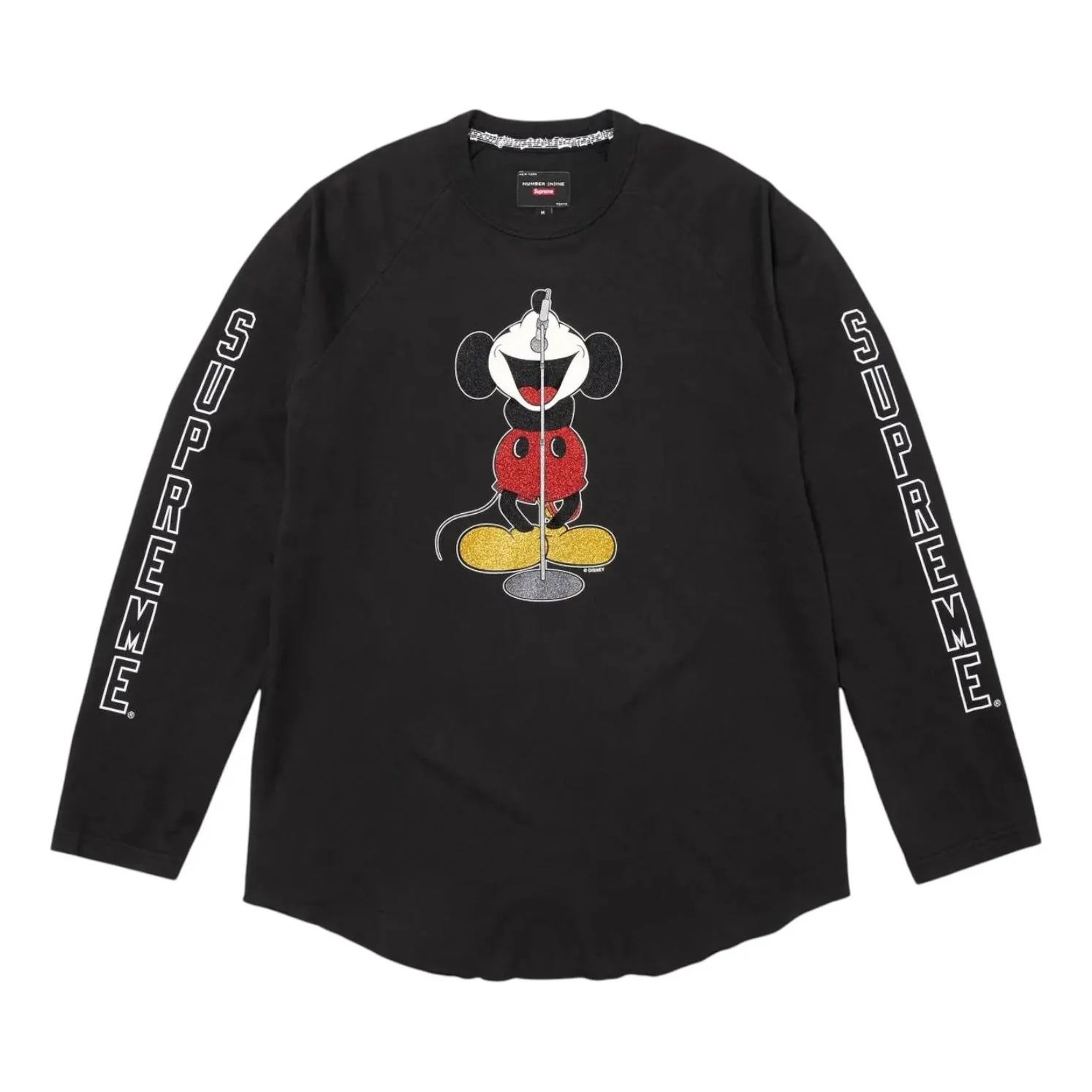 Supreme x Number (N)Ine x Mickey Mouse Raglan Long-Sleeve T-Shirt 'Black' FW25KN46-BLACK