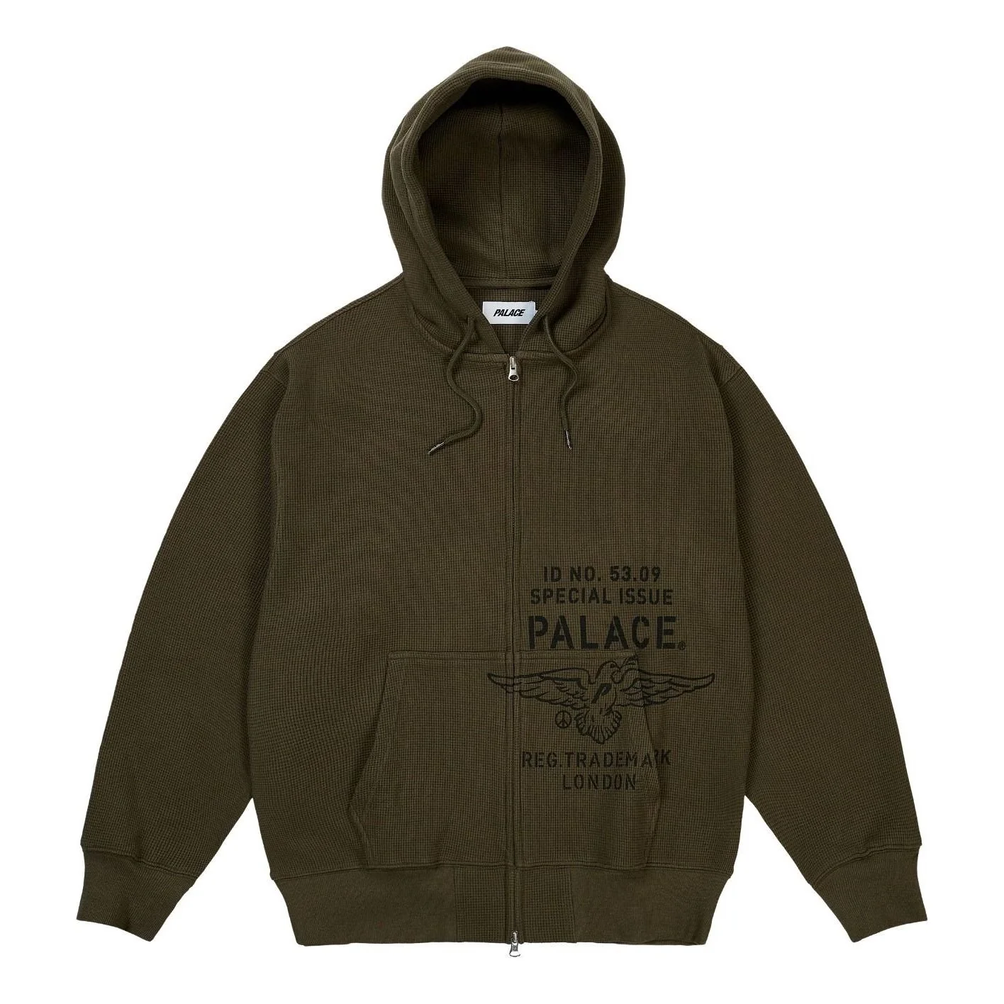 Palace Dove Stamp Waffle Zip Hoodie 'Army Olive' P31CS002