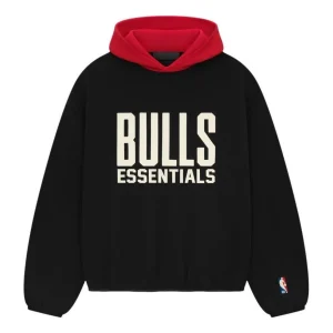 Fear of God Essentials x NBA Chicago Bulls Hoodie 'Black Red' 192AL246504F