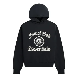 Fear of God Essentials SS25 Heavy Fleece Vintage Shrunken Hoodie 'Black' 192HO246210F