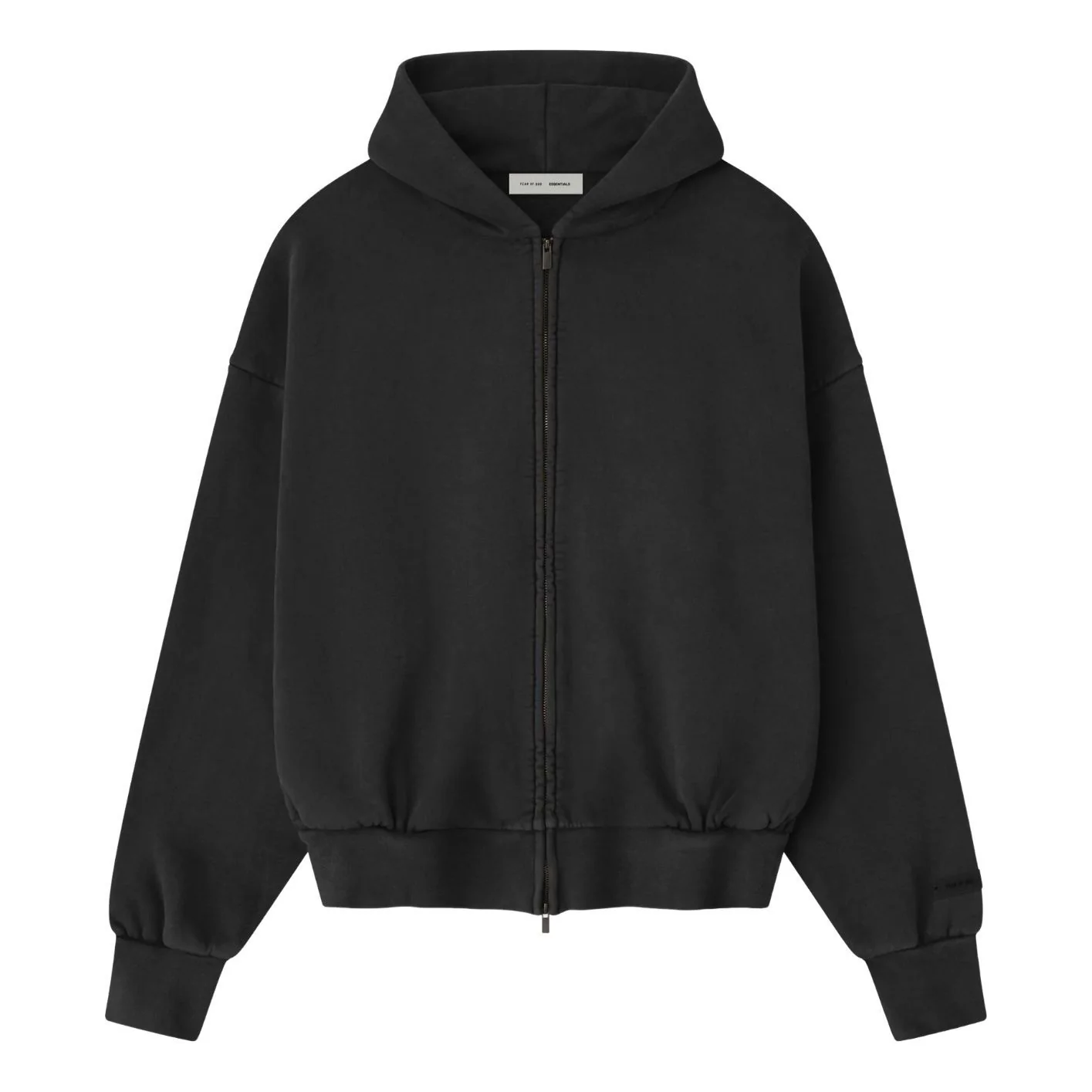 Fear of God Essentials Embroidered Classic Full Zip Hoodie 'Vintage Black' 192HO254782F