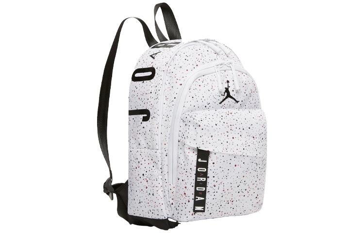 Air Jordan Athletic Zipper Opening Adjustable Strap Schoolbag Backpack Unisex White HA6232-101 - Image 2
