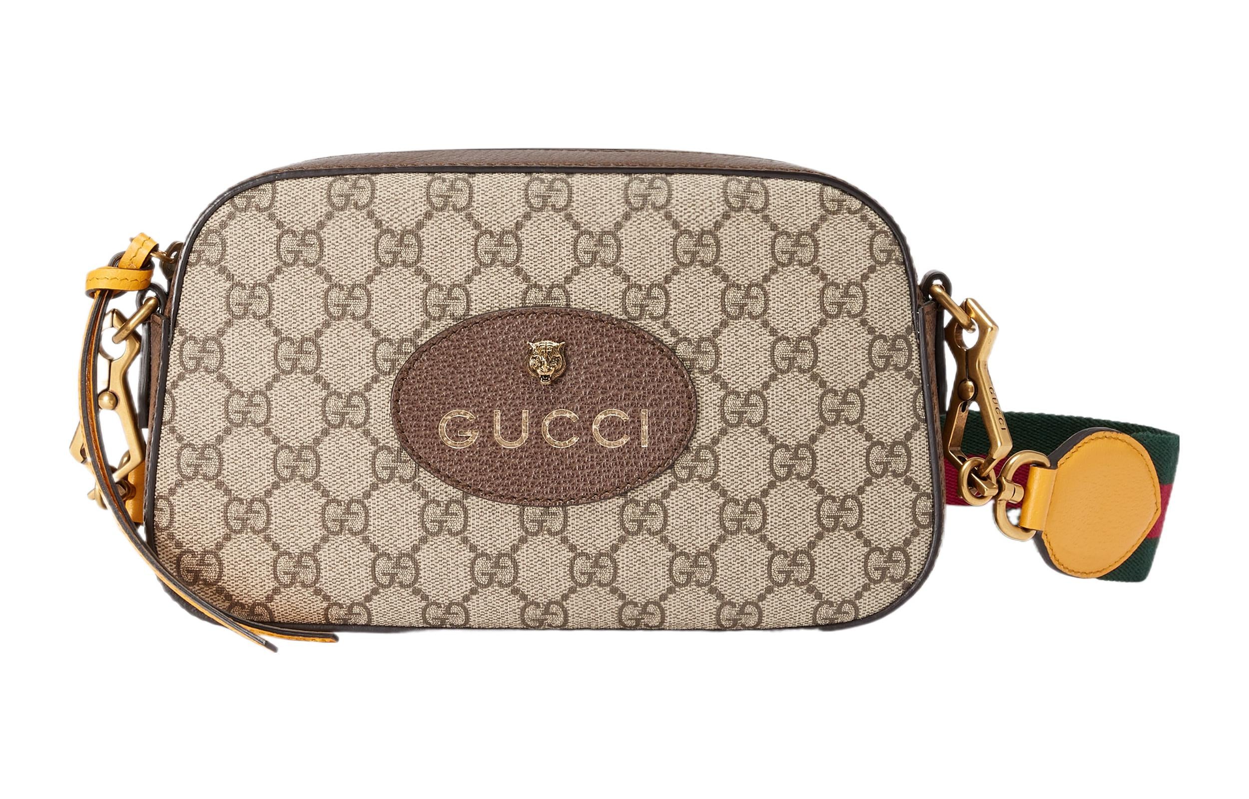 Gucci Neo Vintage Metallic Tiger Head Logo Stripe Messenger Bag 'Brown Yellow' 476466-K9GVT-8856 - Image 2