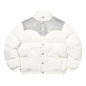 Supreme Glitter Yoke Down Puffer Jacket 'White Silver' SUP-FW22-829