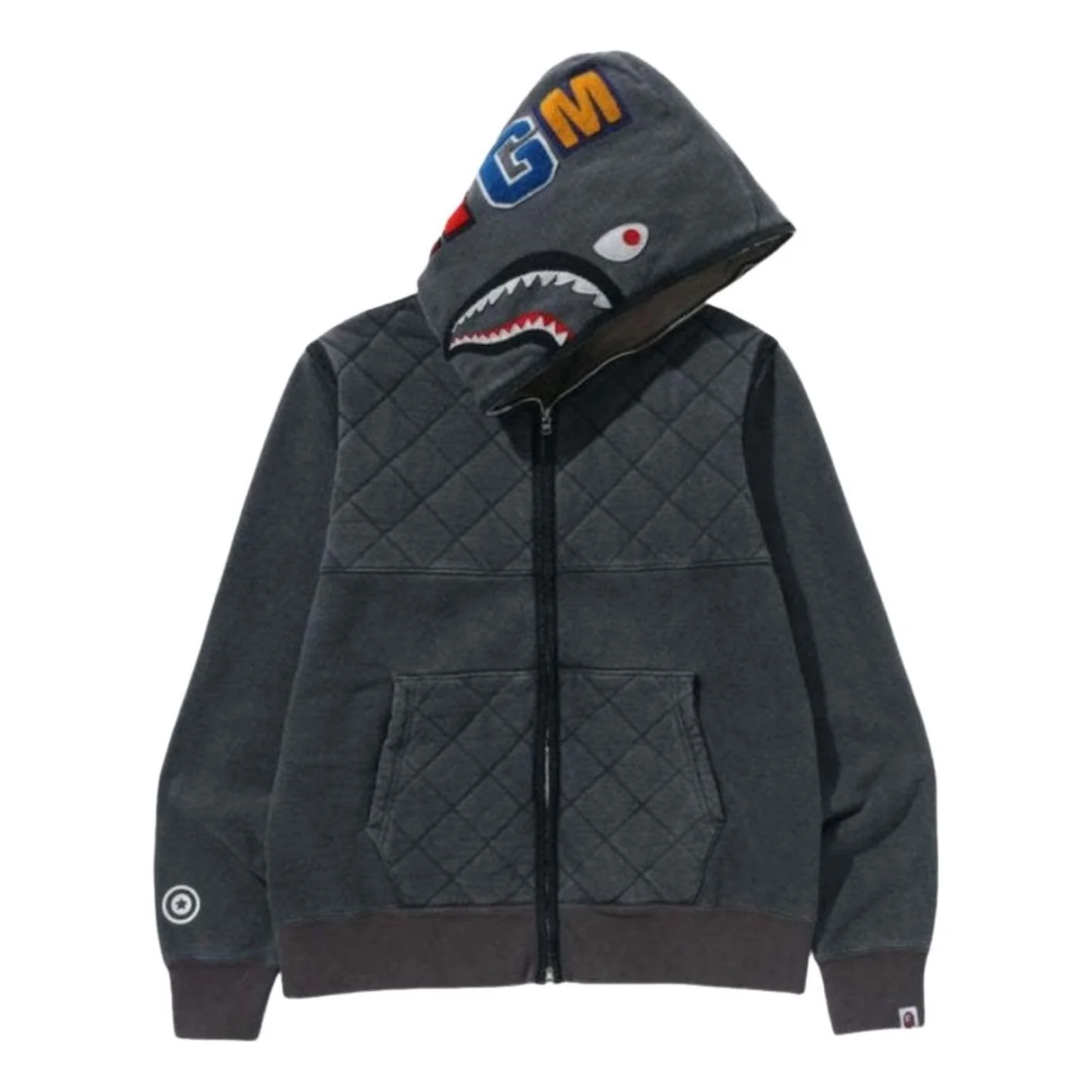 A Bathing Ape A Rising Bape Military Shark Full Zip Hoodie 'Black' 1K70-115-003-BLK