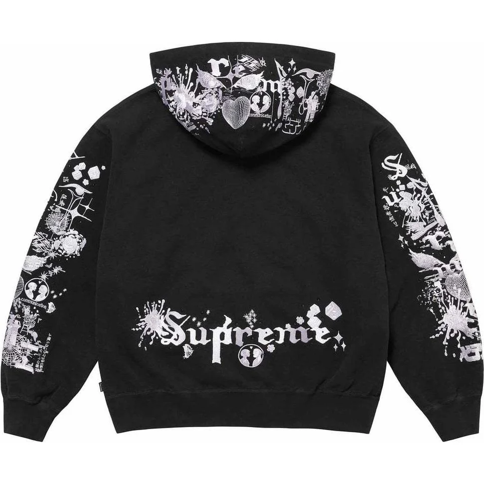 Supreme AOI Zip Up Hooded Sweatshirt 'Black White' SUP-SS24-186