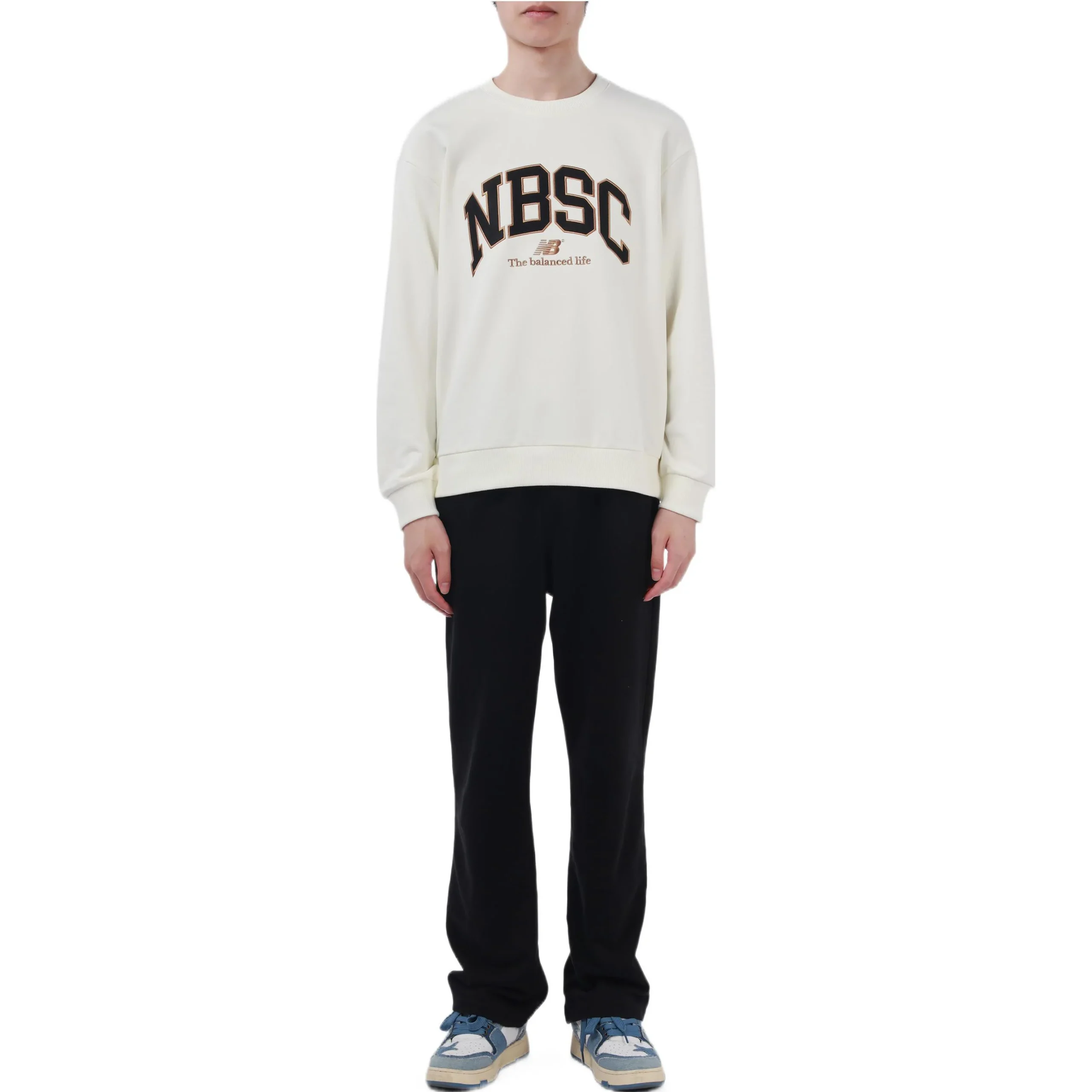 New Balance Casual Sports Sweatshirt Asia Sizing 'White Black' 5CC44333-IV