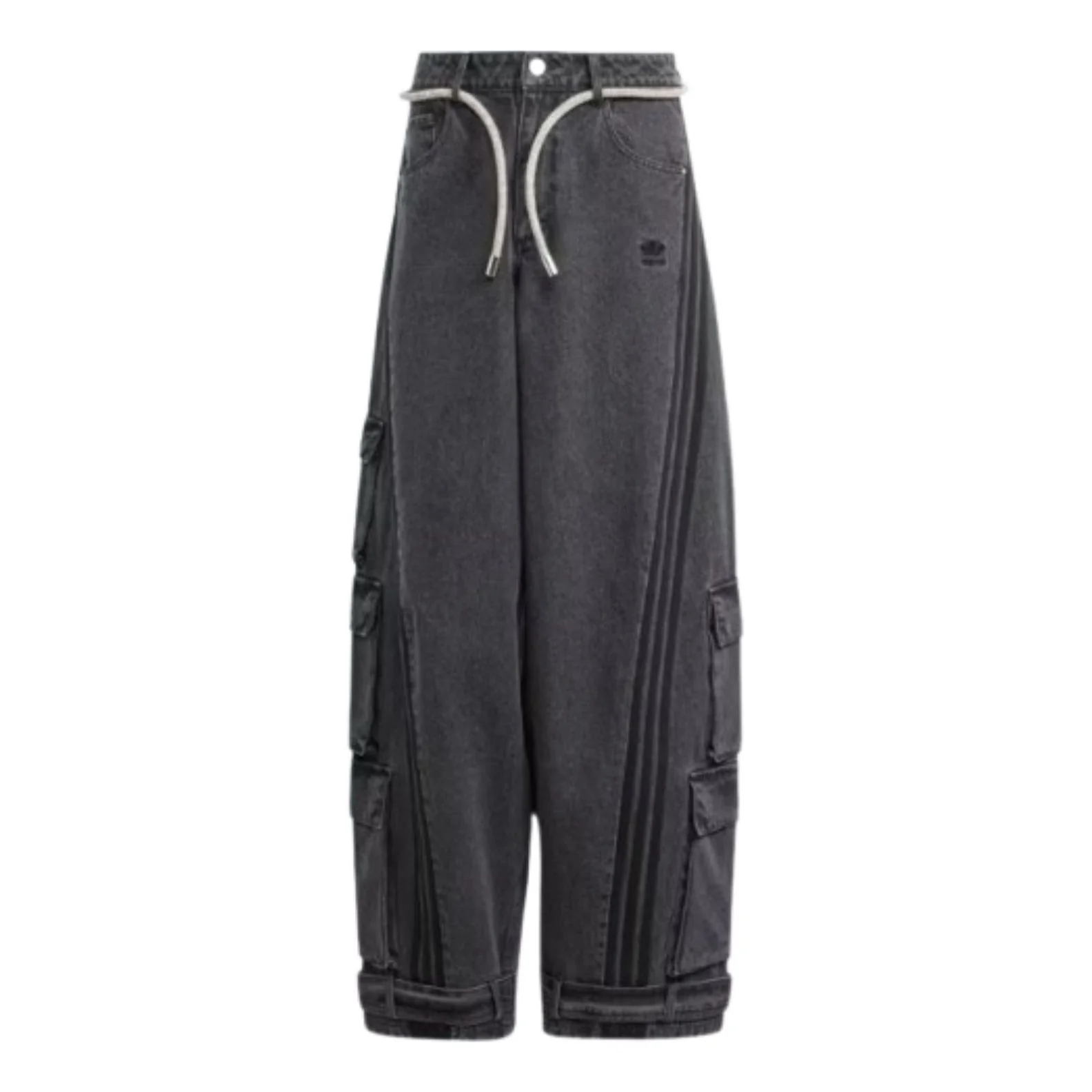 (WMNS) adidas Adilenium Denim Cargo Pants Asia Sizing 'Black' IV9345