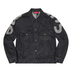 Supreme Inset Logo Denim Trucker Jacket 'Black Grey' SUP-SS22-070