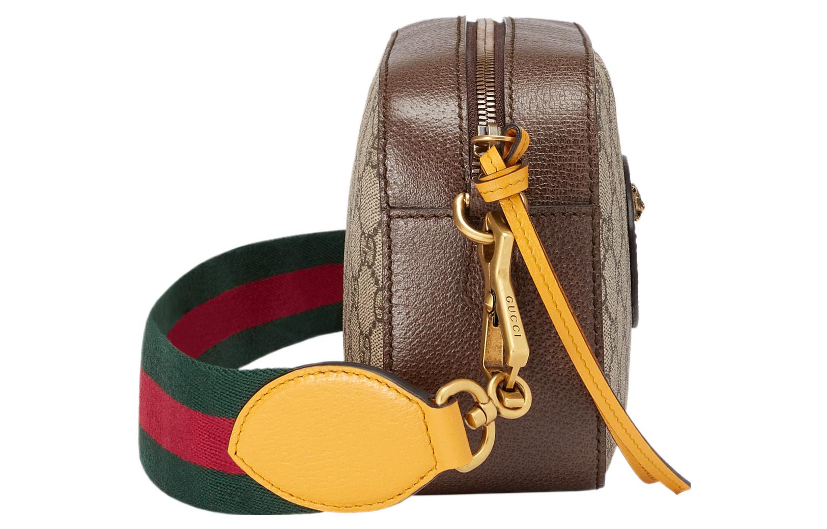 Gucci Neo Vintage Metallic Tiger Head Logo Stripe Messenger Bag 'Brown Yellow' 476466-K9GVT-8856 - Image 5