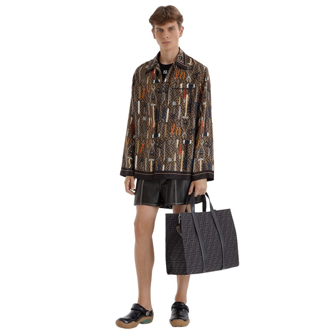Fendi FW25 FF Jacquard Shopper FF Jacquard Bag 'Black' 7VA390AG0MF0NPN - Image 6