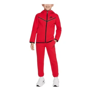 (PS) Nike Tech Fleece Full Zip Hoodie Set 'University Red Black' 86H052-R0P