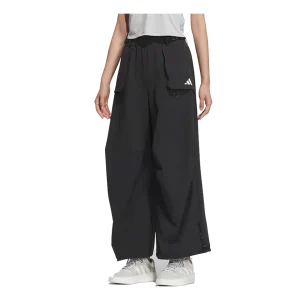 (WMNS) adidas Wide Pants Asia Sizing 'Black White' JZ2171