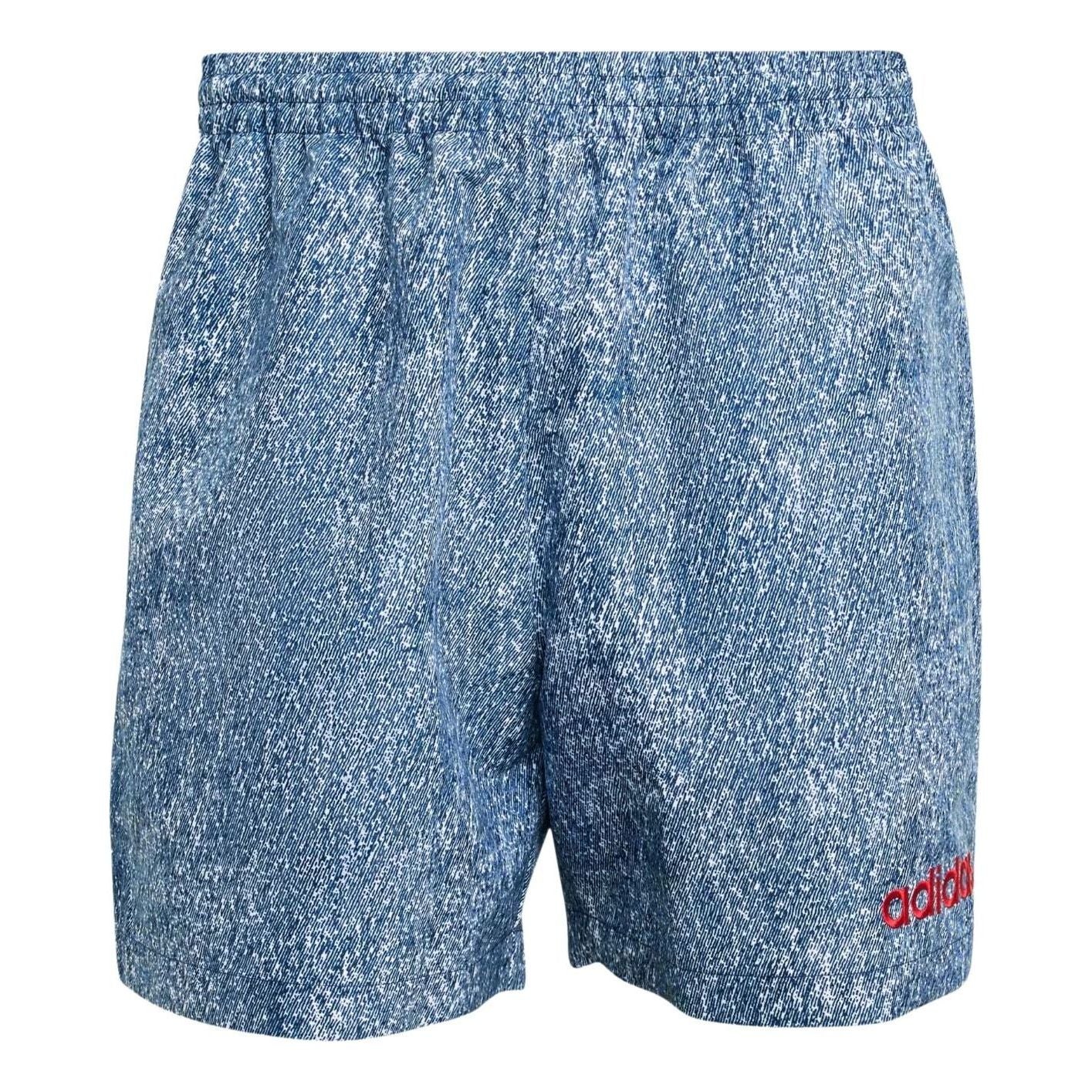 adidas Denim Graphic Shorts 'White Dark Blue' KB2804