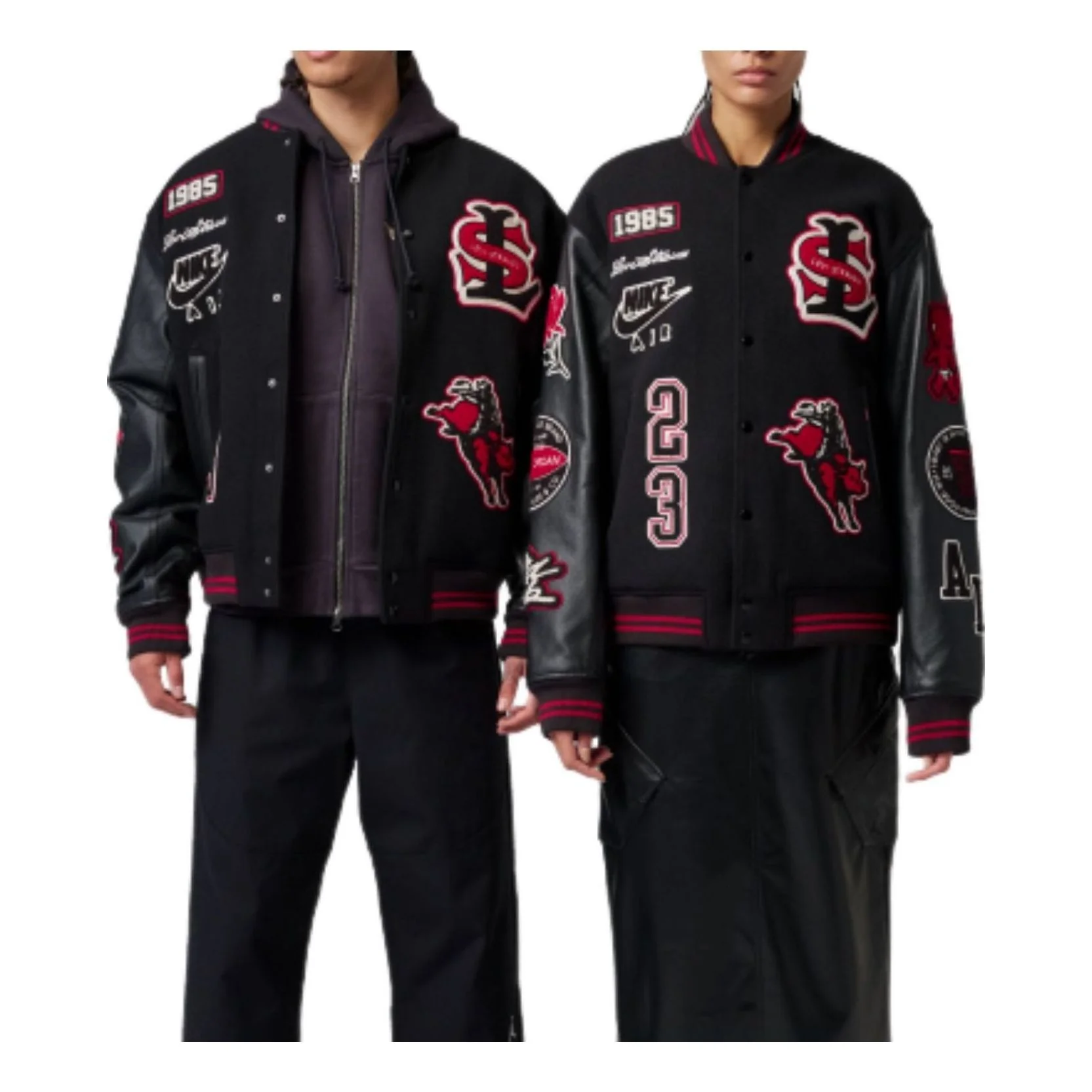 Air Jordan x Levi's Varsity Jacket Asia Sizing 'Black Gym Red' IM6739-010