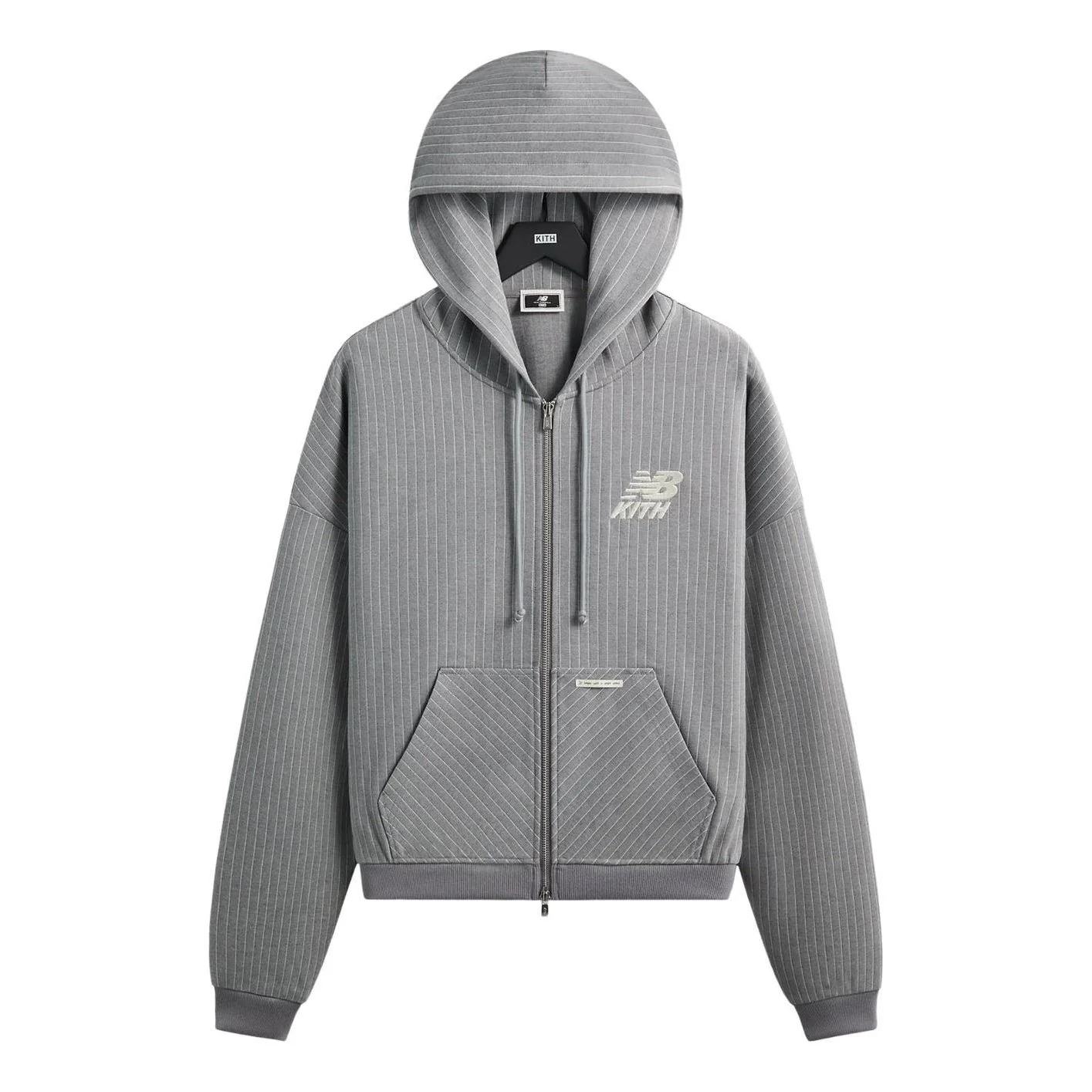 KITH x New Balance Pinstripe Braxton Zip Hoodie 'Smoke' KHM030160-2037