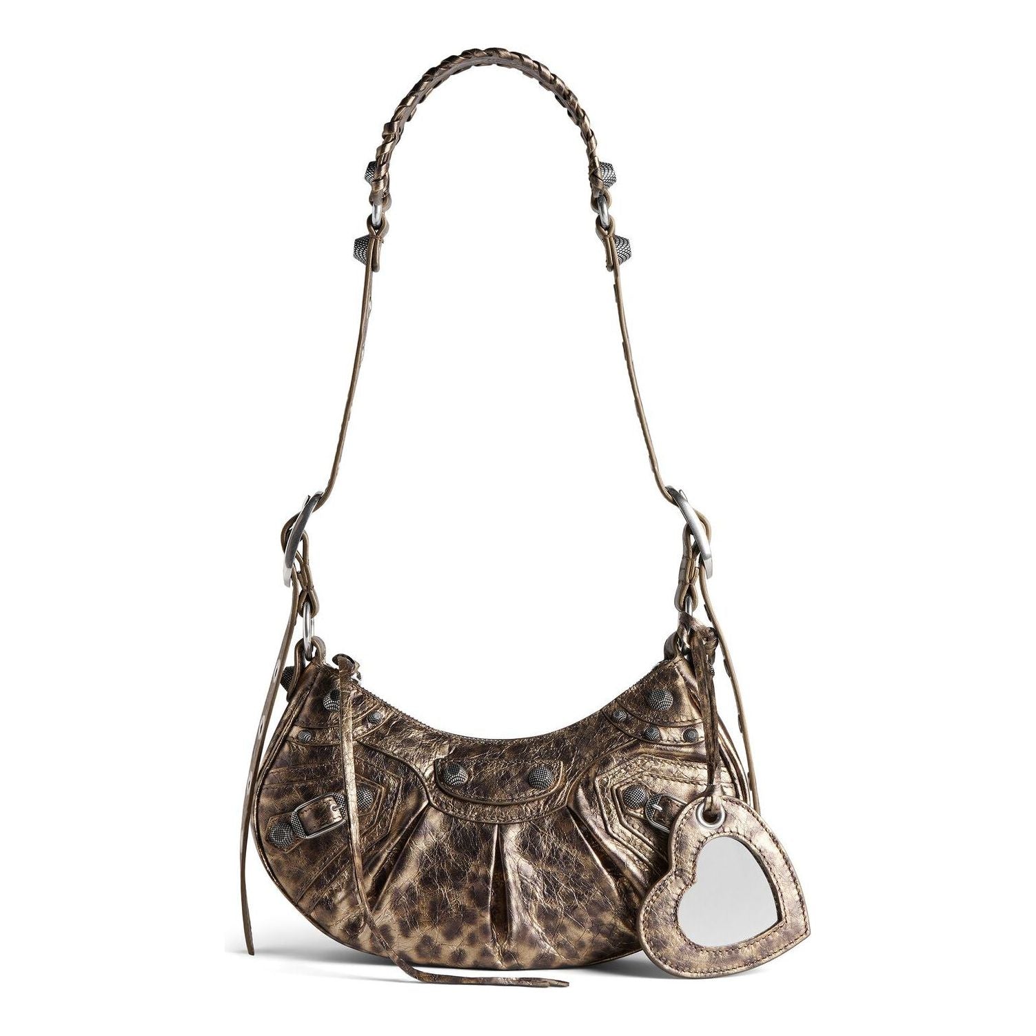 (WMNS) Balenciaga Le Cagole XS Shoulder Bag Metallized With Leopard Print 'Brown' 6713092AAV72529