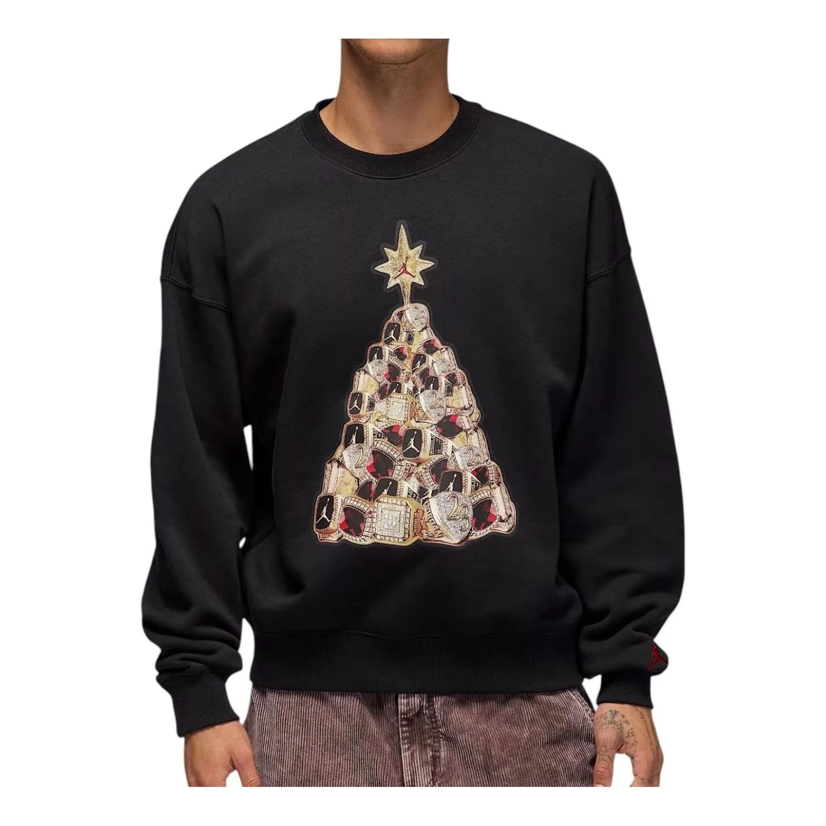Air Jordan Holiday 2025 Long Sleeve Sweatshirt Rings Tree 'Black' HV1874-010