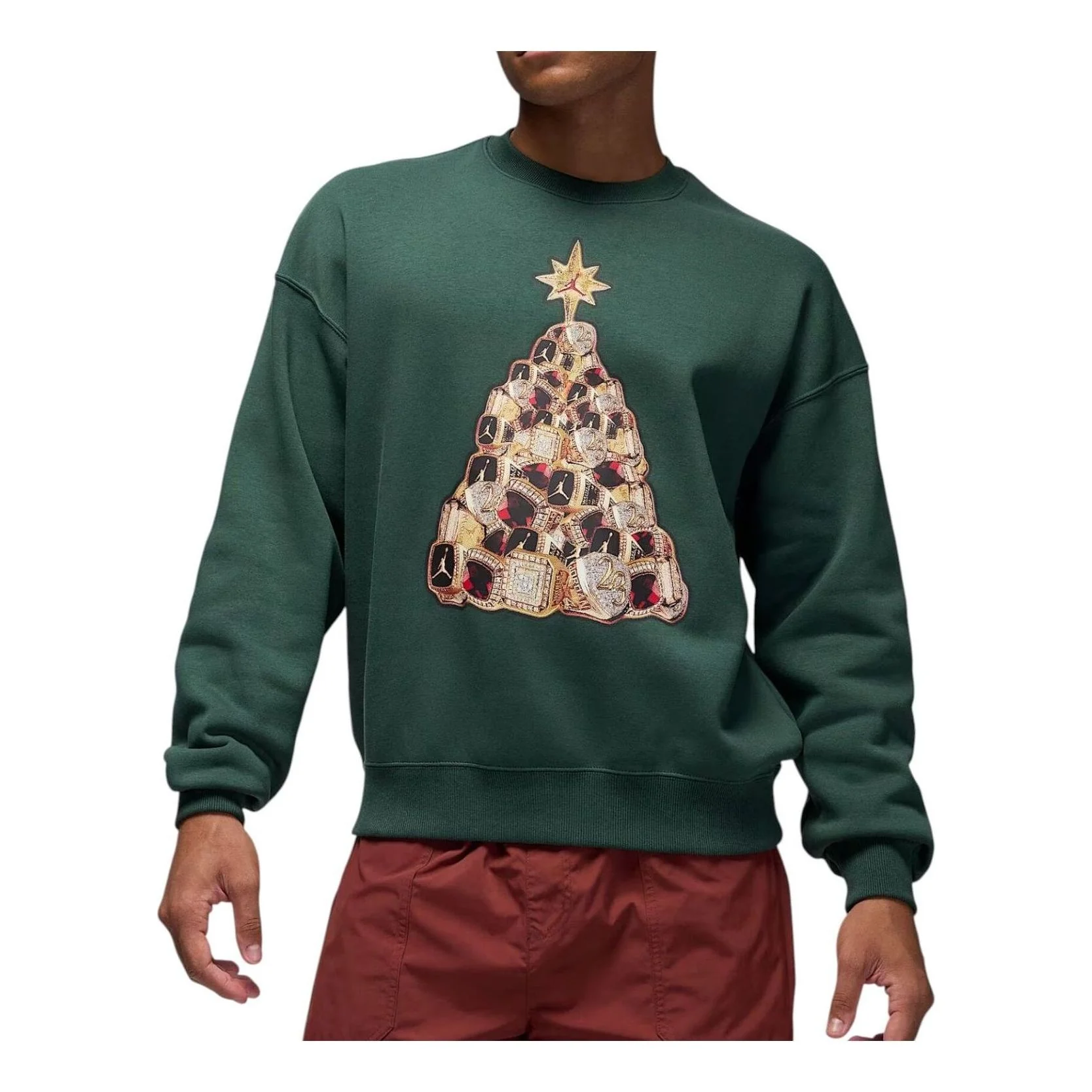 Air Jordan Holiday 2025 Long Sleeve Sweatshirt Rings Tree 'Green' HV1874-316