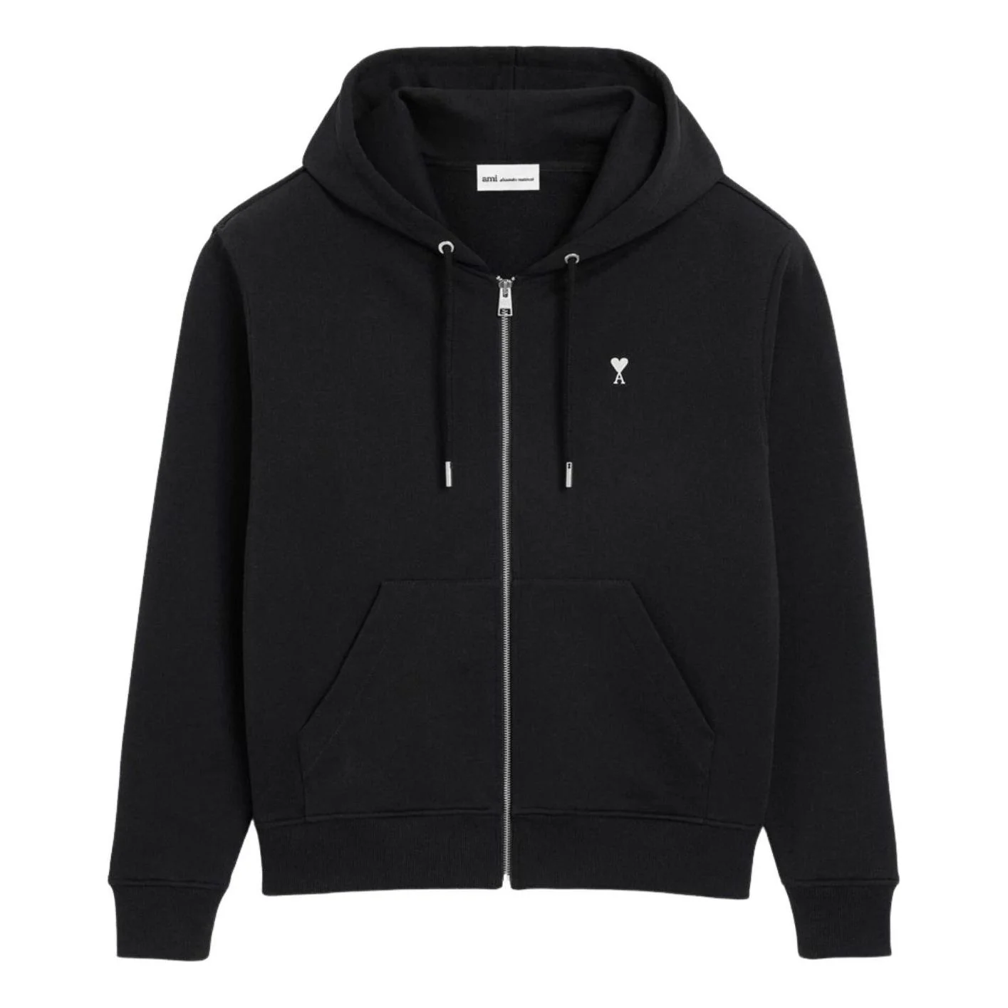 AMI Small Heart Logo Zip Up Hoodie 'Black' HSW765-730-045