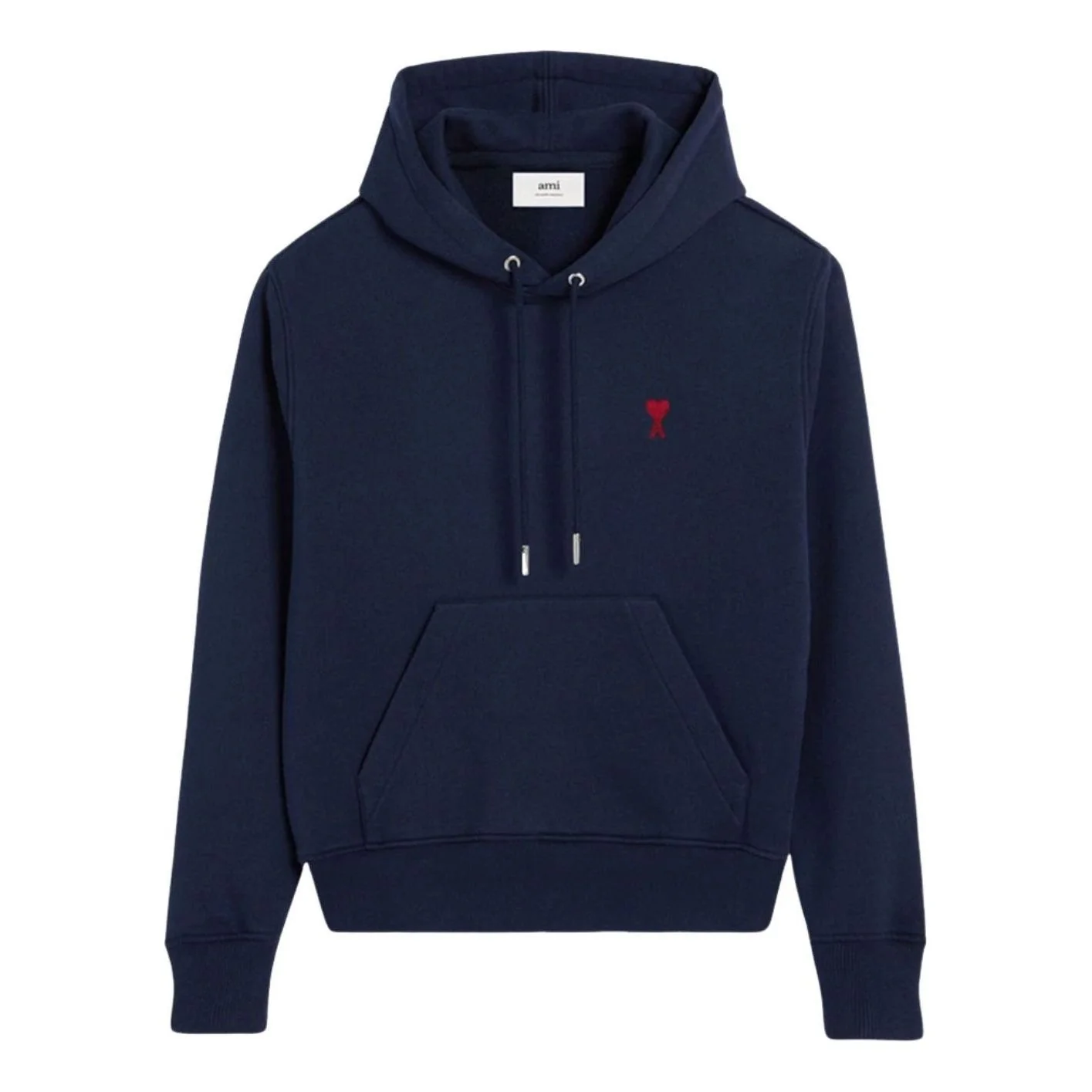 AMI Small Heart Logo Loop Bag Hoodie 'Night Blue' BFUSW235-730-430