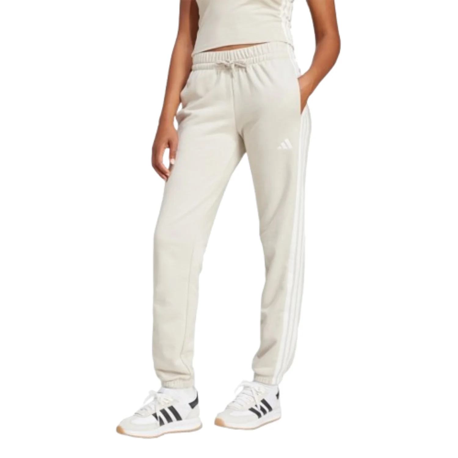 (WMNS) adidas Essentials 3-Stripes French Terry Cuff Pants Asia Sizing 'White' JE0049