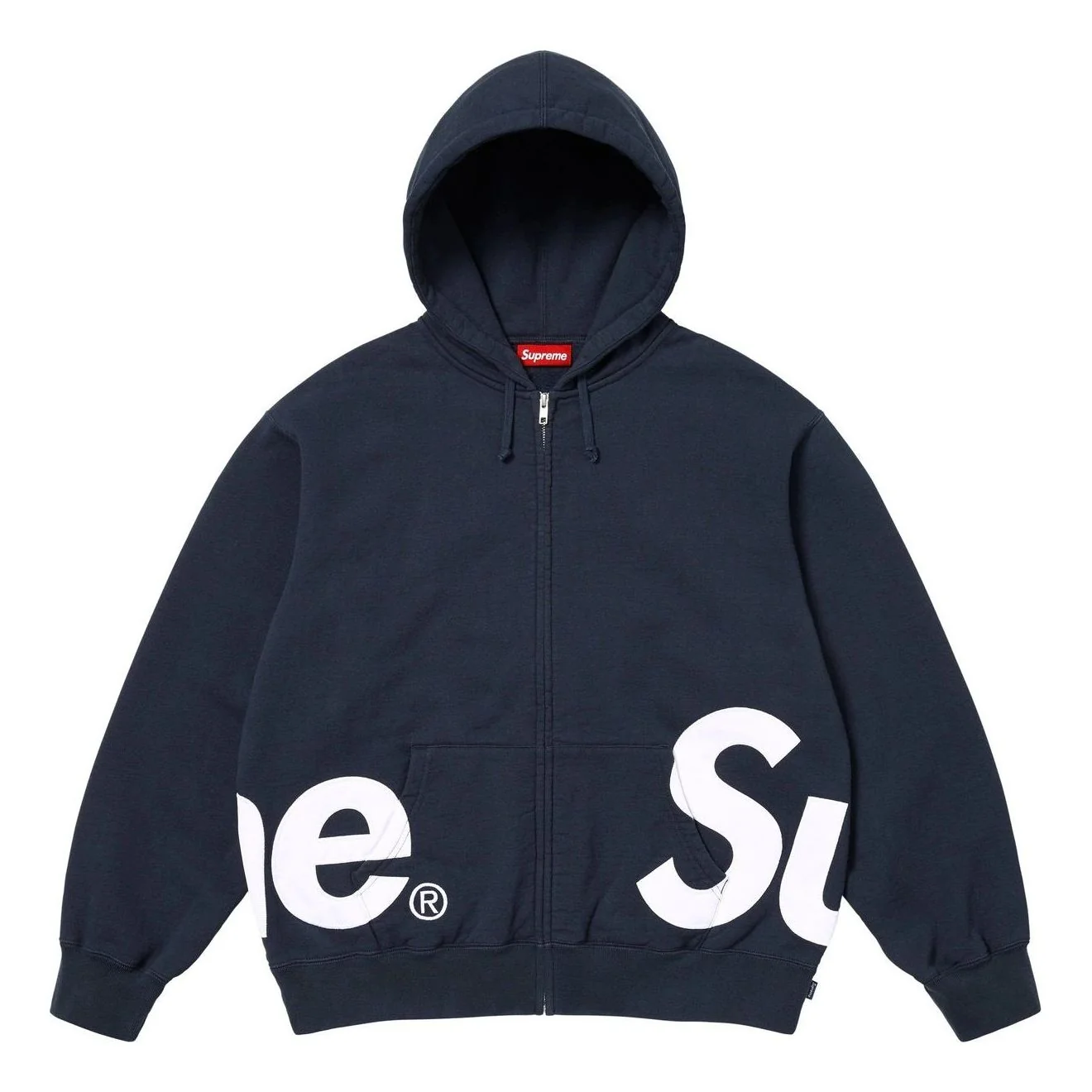 Supreme Big Logo Zip Up Hooded Sweatshirt 'Navy' SS25SW46-NAVY