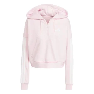 (WMNS) adidas Essentials 3-Stripes French Terry Quarter-Zip Hoodie Asia Sizing 'Pink' JN1943