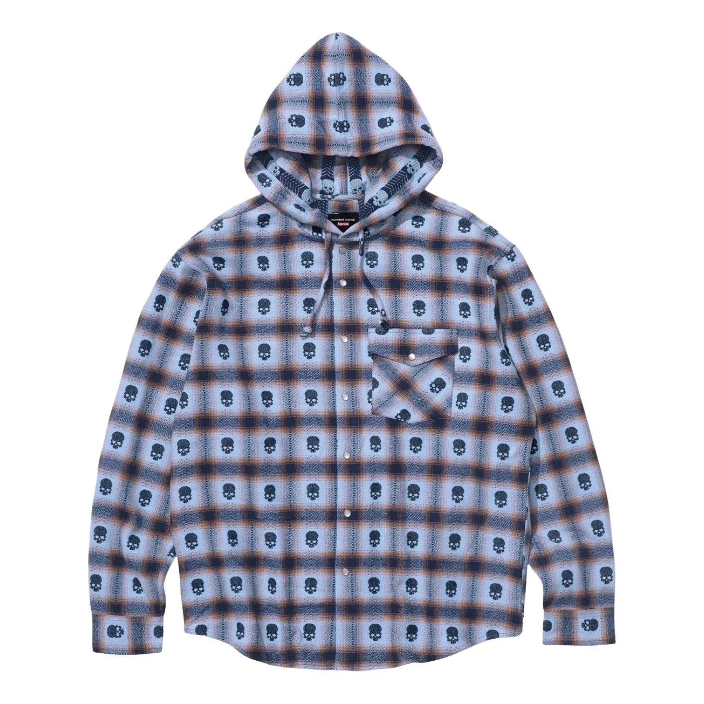 Supreme FW25 x Number (N)ine Hooded Flannel Shirt 'Blue' FW25S22-BLUE