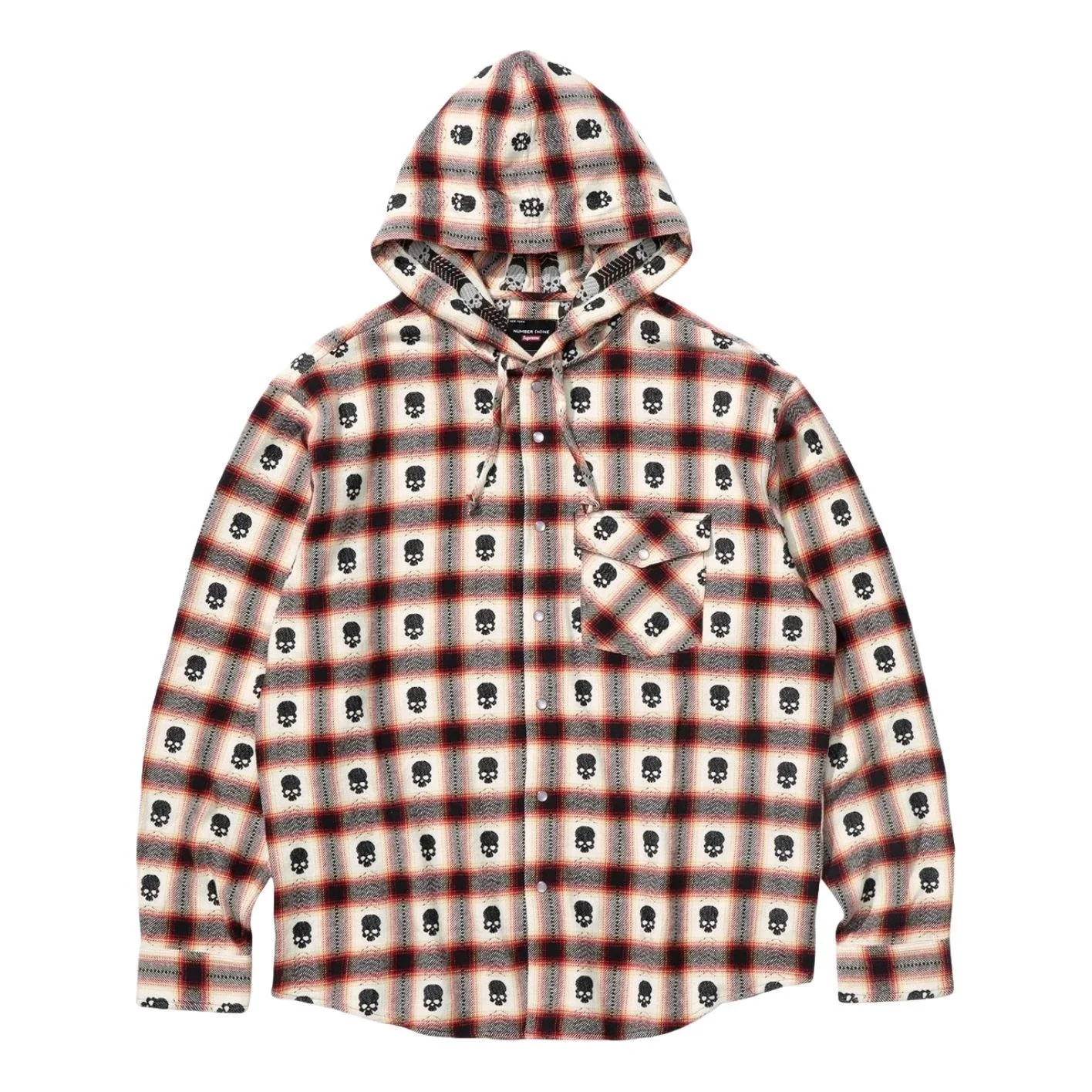 Supreme FW25 x Number (N)ine Hooded Flannel Shirt 'White' FW25S22-WHITE