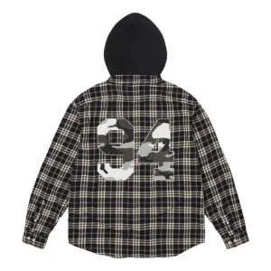 Supreme FW26 Appliqué Hooded Flannel Shirt 'Black' SUP-FW26-022-BLK
