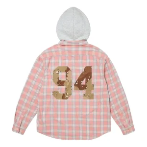 Supreme FW26 Appliqué Hooded Flannel Shirt 'Pink' SUP-FW26-022-PNK