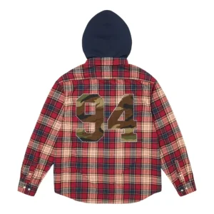 Supreme FW26 Appliqué Hooded Flannel Shirt 'Red' SUP-FW26-022-RED