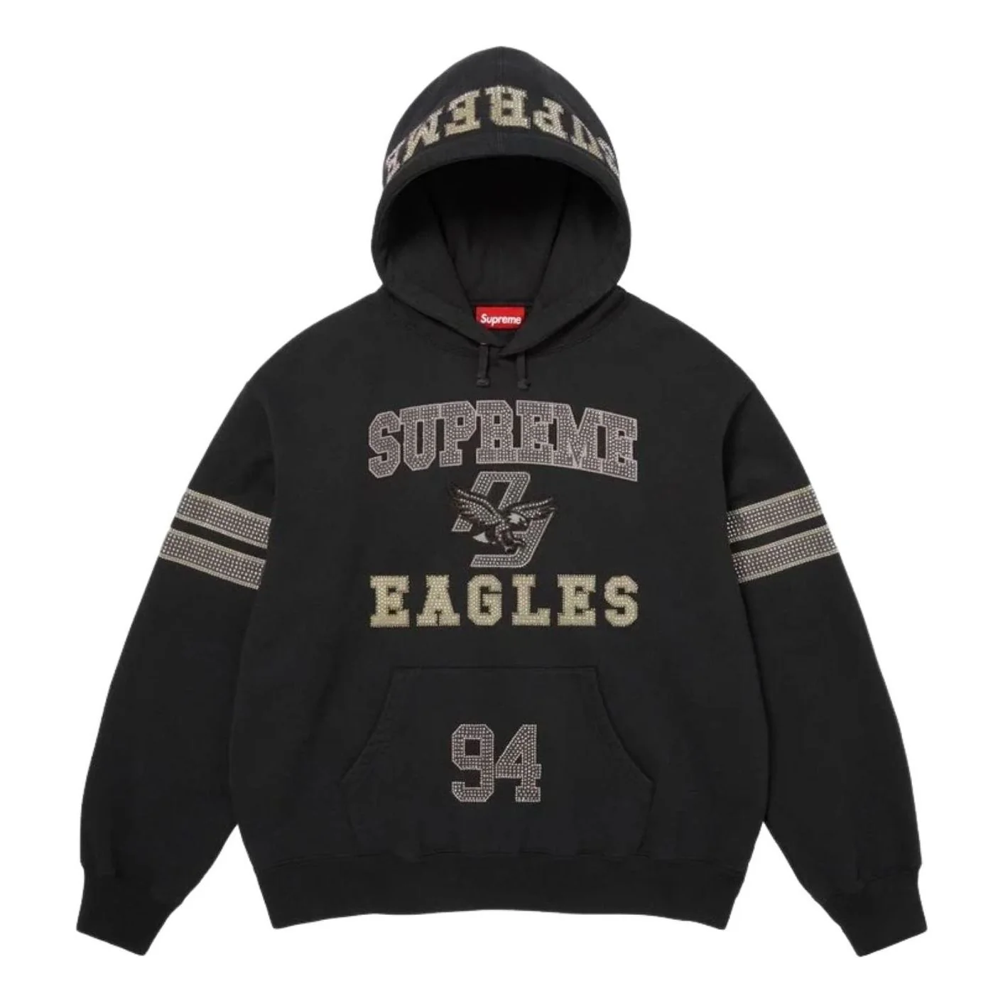 Supreme FW26 Rhinestone Eagle Hooded Sweatshirt 'Black' SUP-FW26-033-BLK