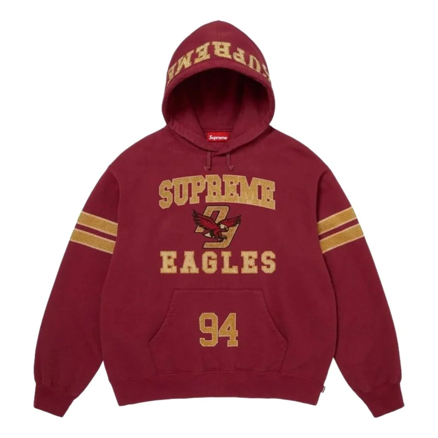 Supreme FW26 Rhinestone Eagle Hooded Sweatshirt 'Red' SUP-FW26-033-RED