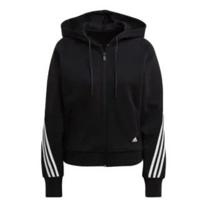 (WMNS) adidas Sportswear Wrapped 3-Stripes Full-Zip Hoodie Asia Sizing 'Black White' GL0339