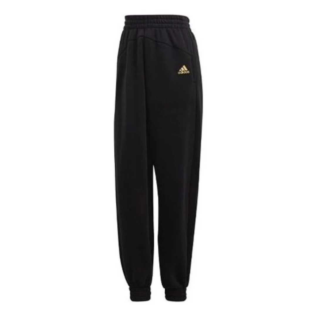 (WMNS) adidas Warm Golden Logo Pants Asia Sizing 'Black' GS8590
