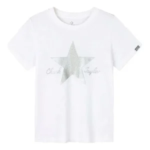 (WMNS) Converse Logo Printed T-Shirt Asia Sizing 'White Silver' CV2422070GS-001