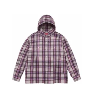 Supreme Printed Hooded Flannel Shirt 'Pink White' SUP-SS24-189