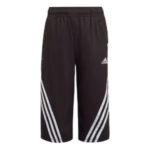 (GS) adidas Junior 3 Stripes Woven 3/4 Tracksuit Pants Asia Sizing 'Black White' HC1657