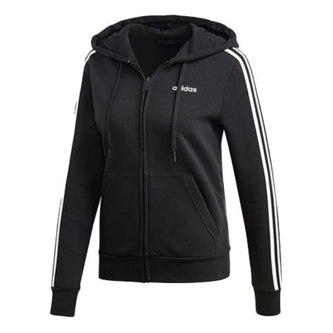 (WMNS) adidas Essentials 3-Stripes Fleece Hoodie Asia Sizing 'Black White' DP2412