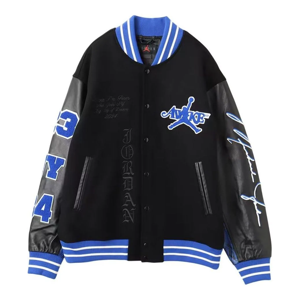 Air Jordan x Awake NY Varsity Jacket Asia Sizing 'Black Game Royal' FQ5440-010