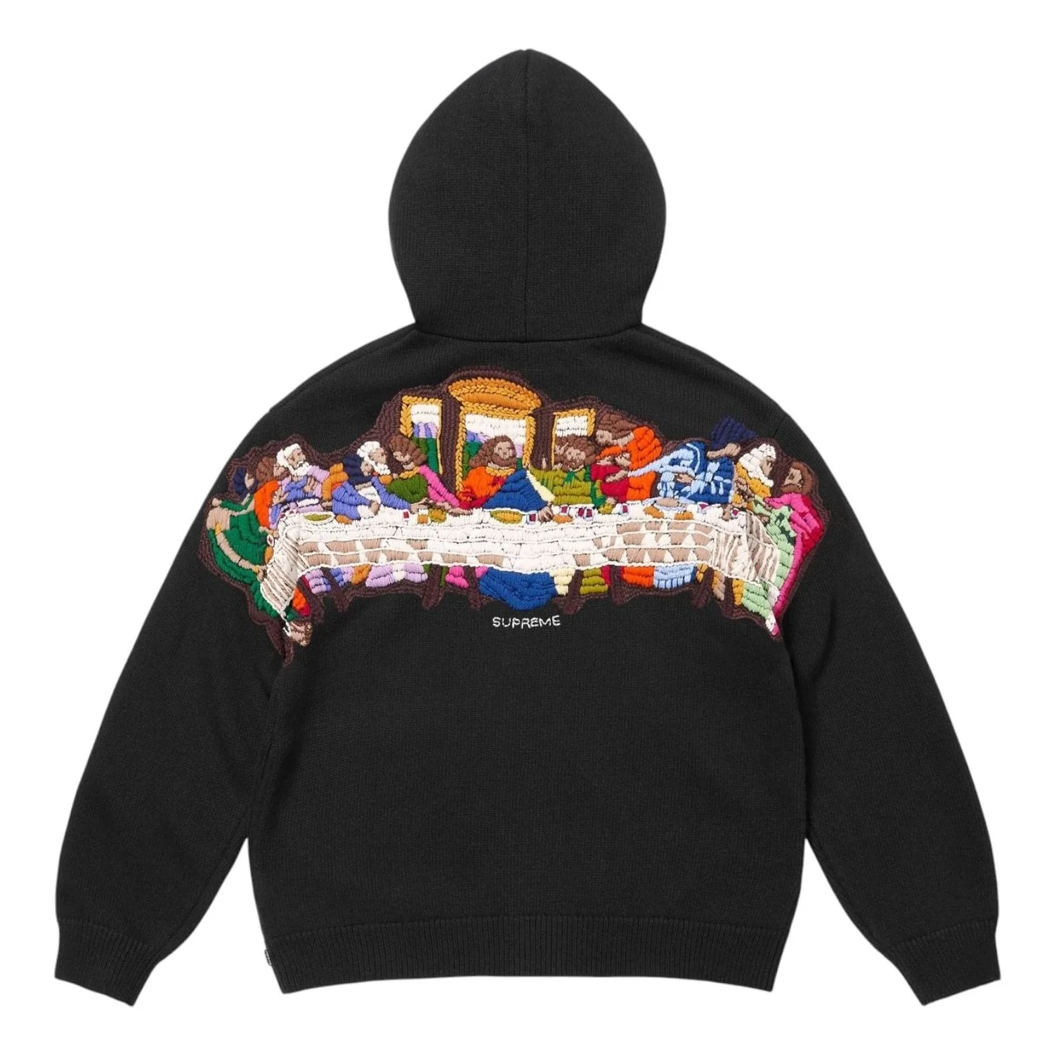 Supreme Last Supper Embroidered Zip Up Hooded Sweater 'Black' SS25SK28-BLACK